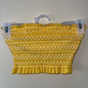 Target yellow cinched bathing suit top, Size Small
